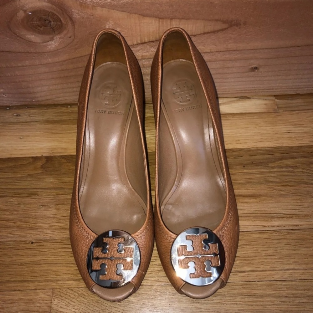 Tory Burch Tan Leather Wedges